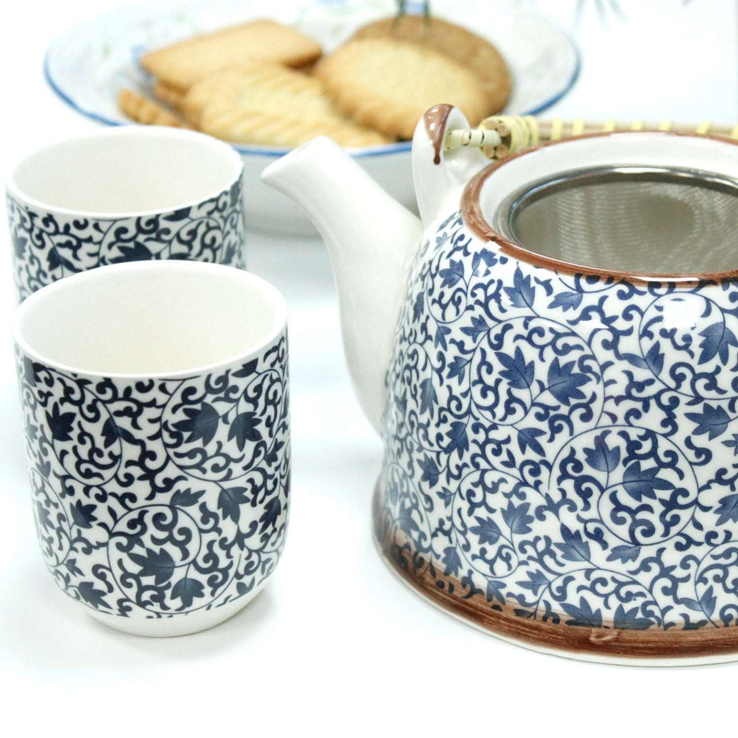 Teekannen-Set "Pattern" Blau Keramik Teekanne